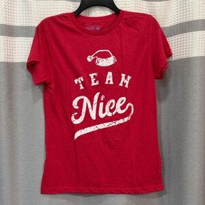 NWOT Crazy Dog Red Ladies Holiday T-Shirt Team Nice